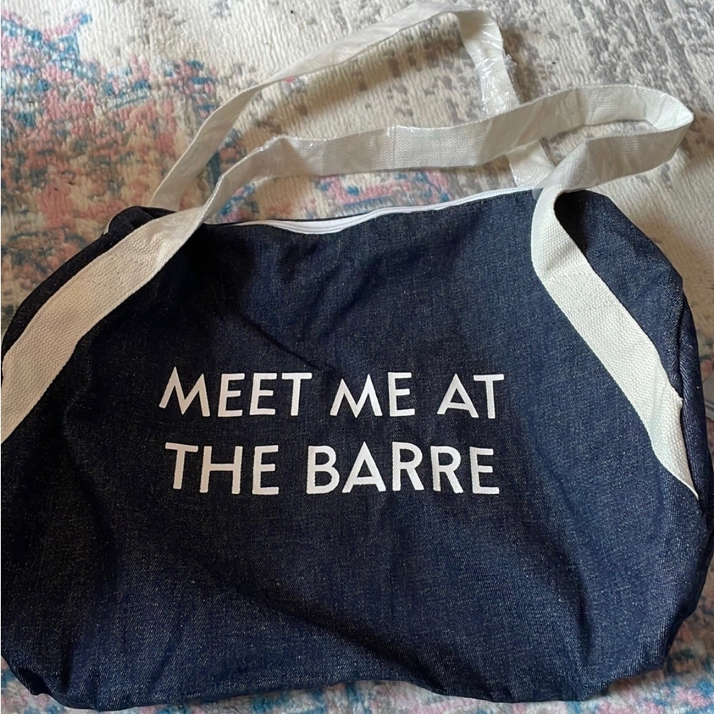 Stylish Denim Tote Bag with Cream Accents